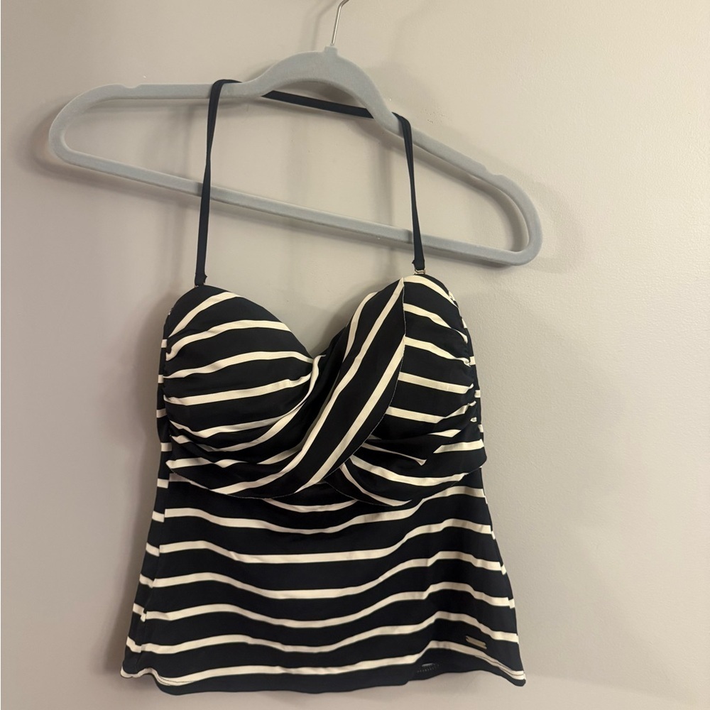 Liz Claiborne Black and White Striped swim top